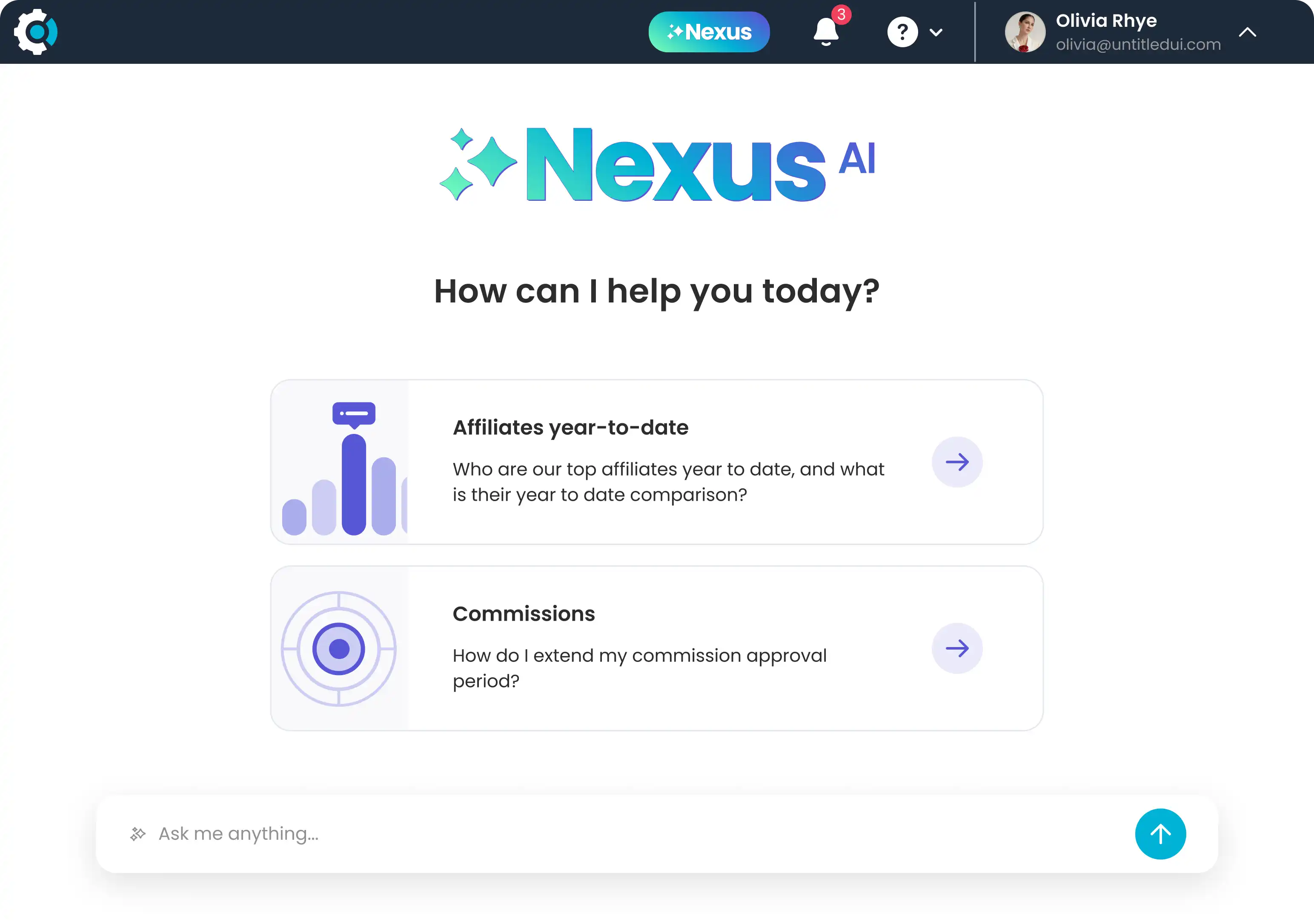 Nexus AI-powered recommendations dashboard